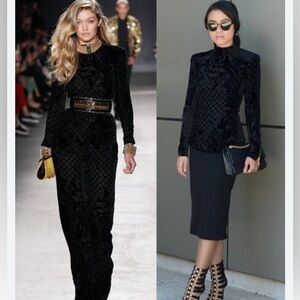 Balmain x H&M | Rare Limited Edition Black Velvet & Silk Top Gold Zippers